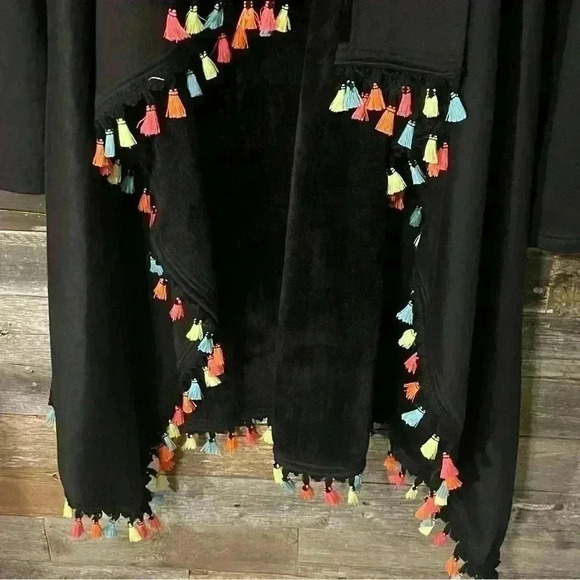 L&B Black Kimono with Neon Tassels NWT - Picture 5 of 8